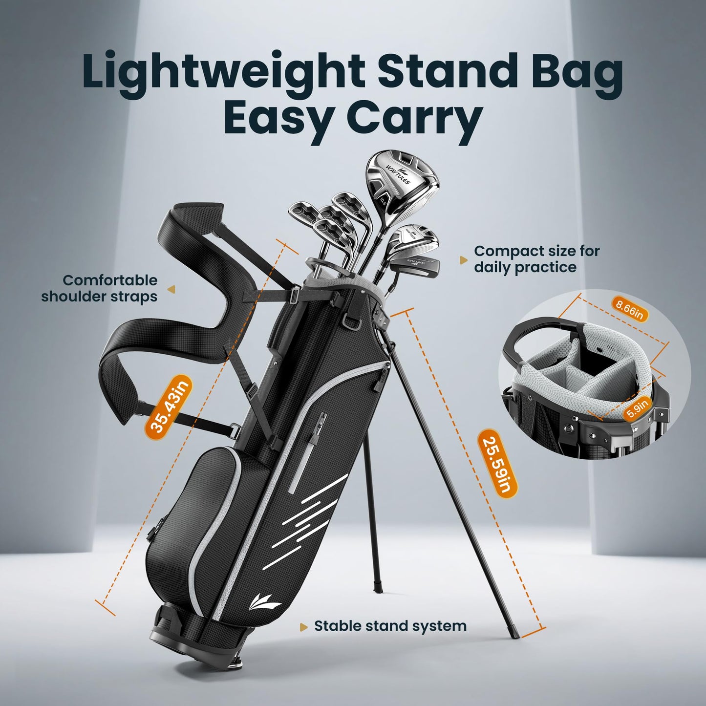 Men's Complete Golf Club Set with Stand Bag