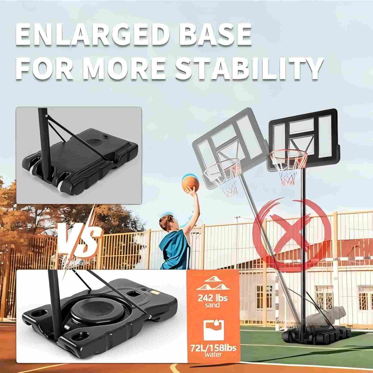 44-Inch Adjustable Portable Basketball Hoop