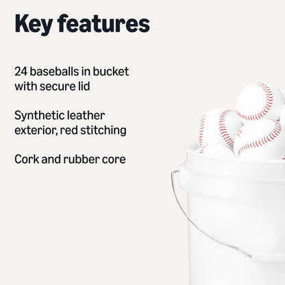 Youth League Practice Baseballs Bucket 24-Pack