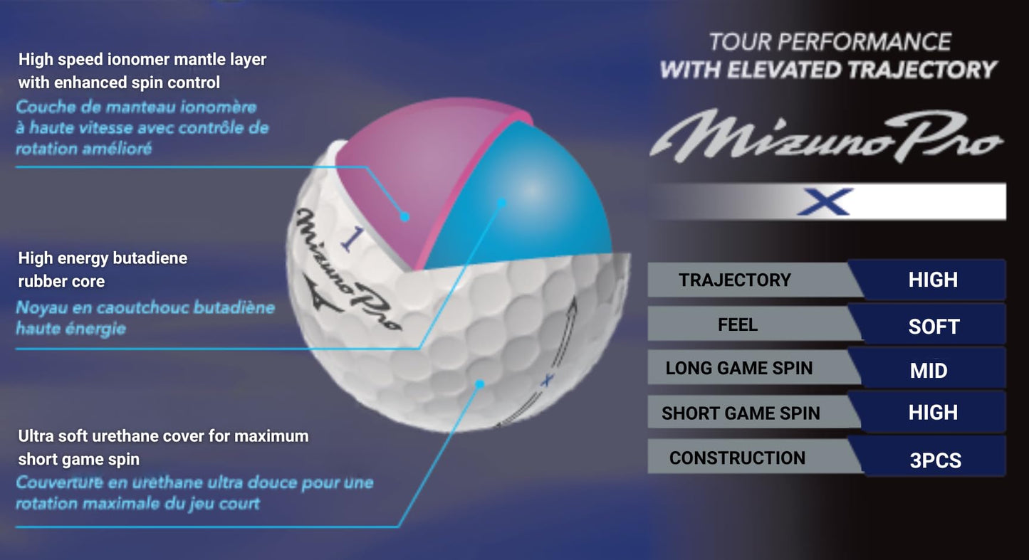 Mizuno PRO X Golf Ball, 3 Pack