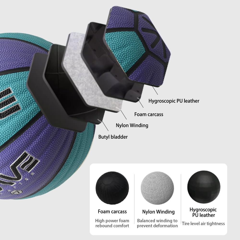 Indoor Outdoor Basketball Set with Pump & Bag