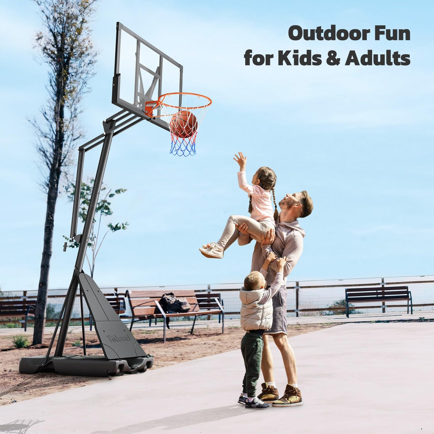 44-Inch Portable Basketball Hoop with Wheels