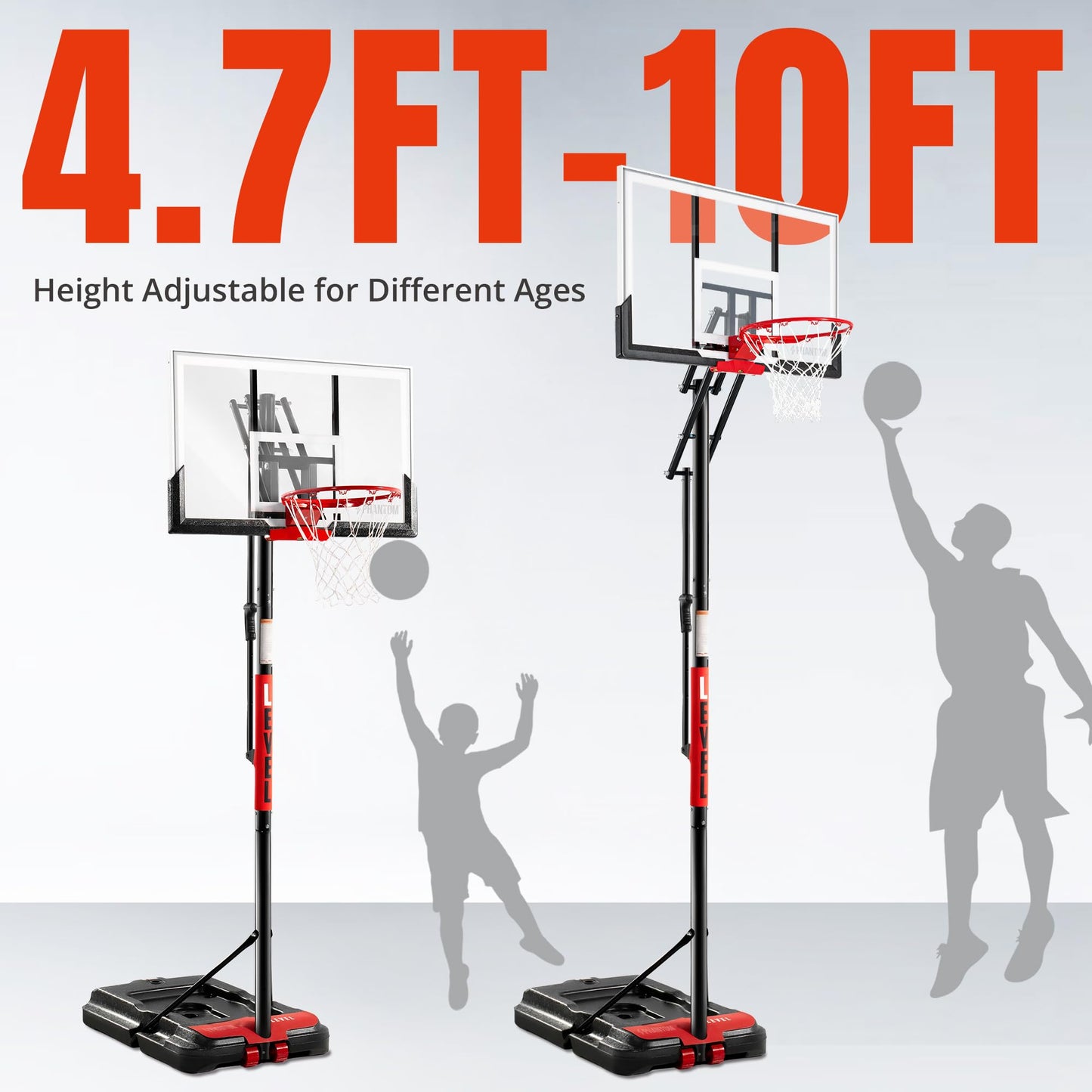 48-Inch Adjustable Portable Basketball Hoop