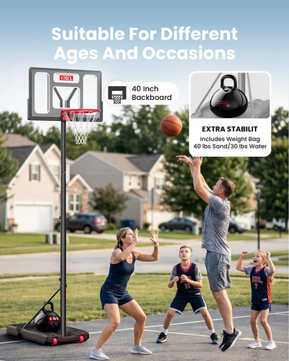 40-Inch Adjustable Portable Basketball Hoop