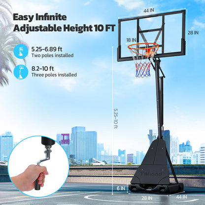 44-Inch Portable Basketball Hoop with Wheels