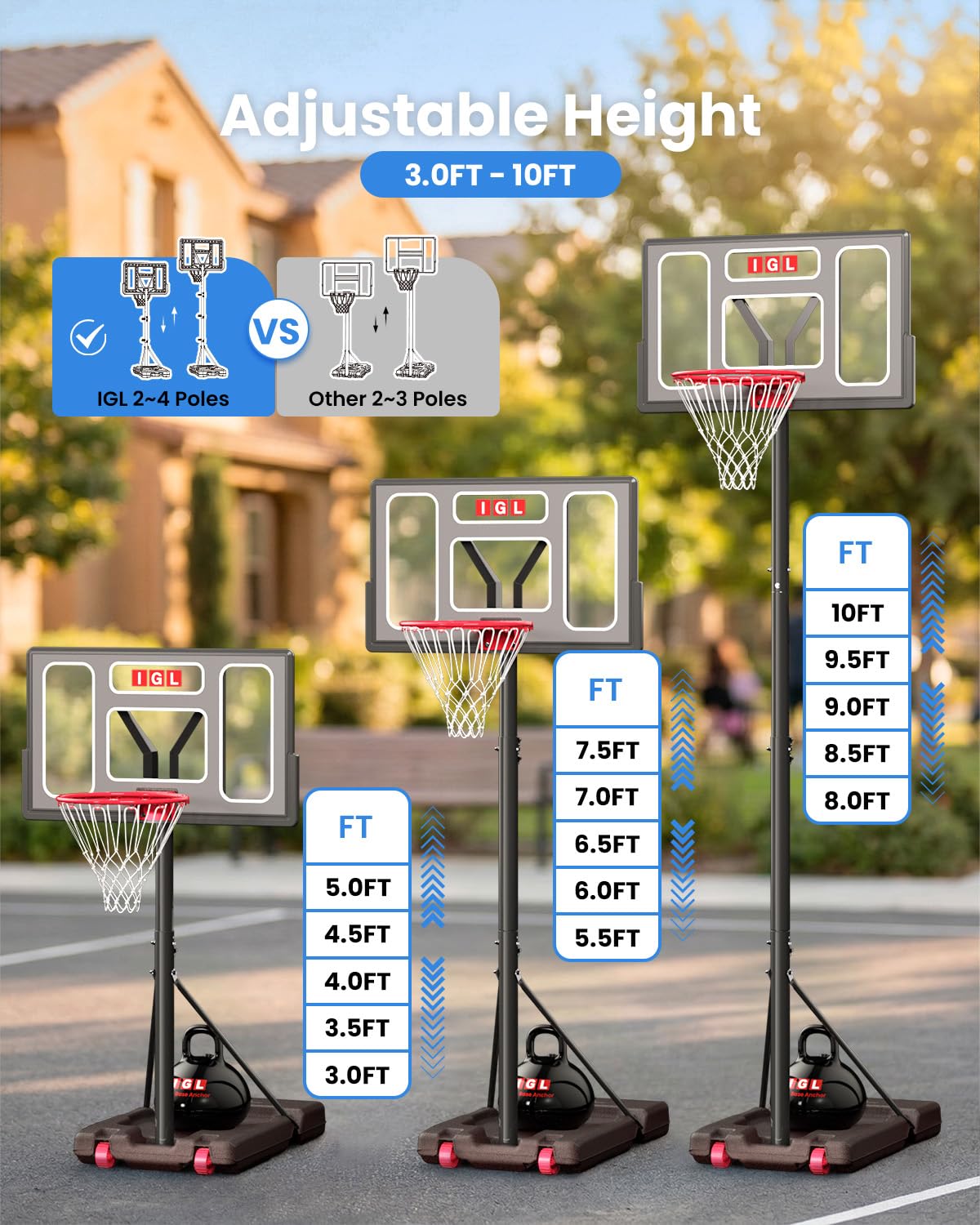 40-Inch Adjustable Portable Basketball Hoop