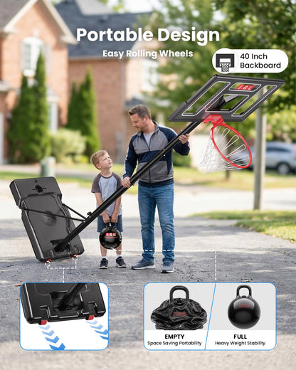 40-Inch Adjustable Portable Basketball Hoop