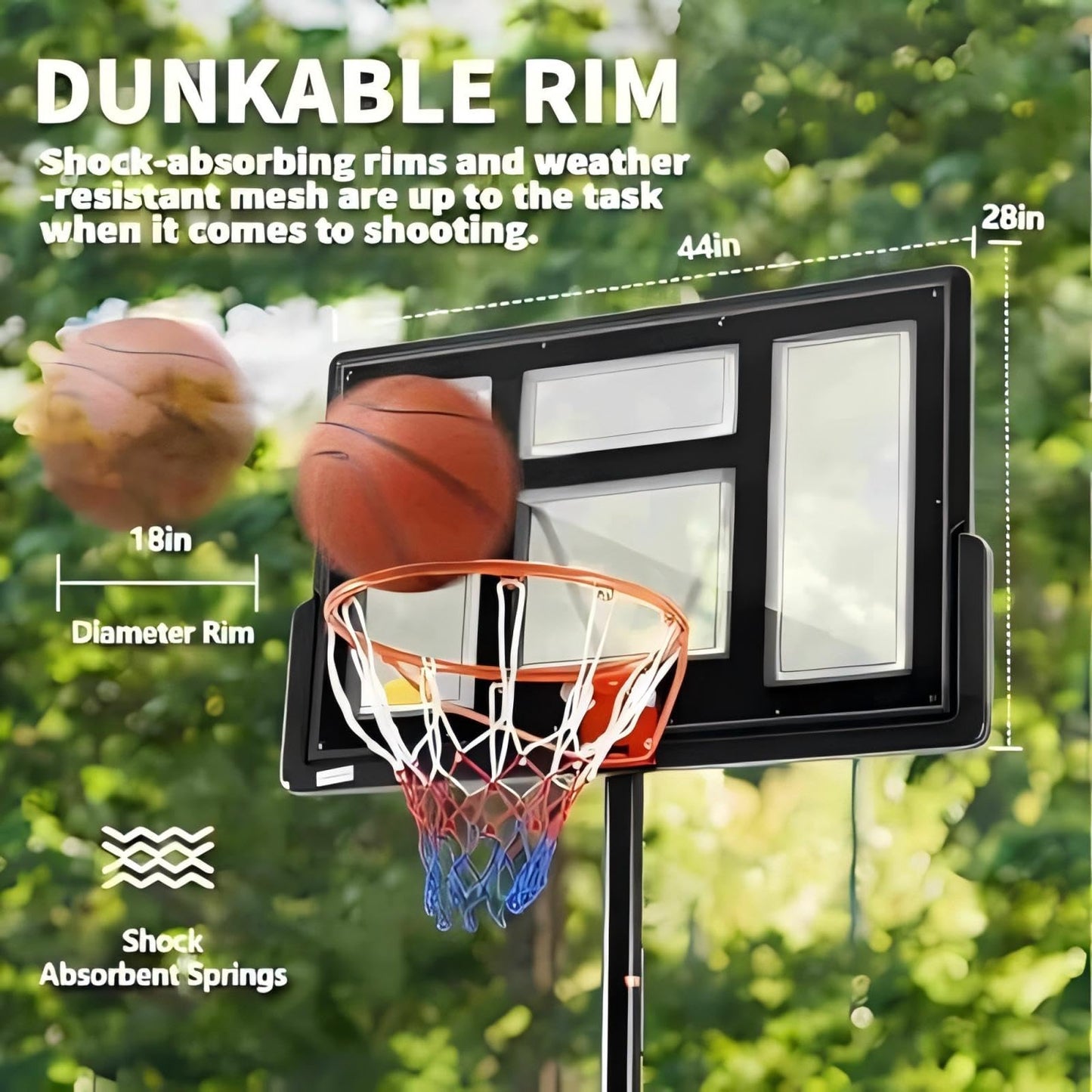 44-Inch Adjustable Portable Basketball Hoop