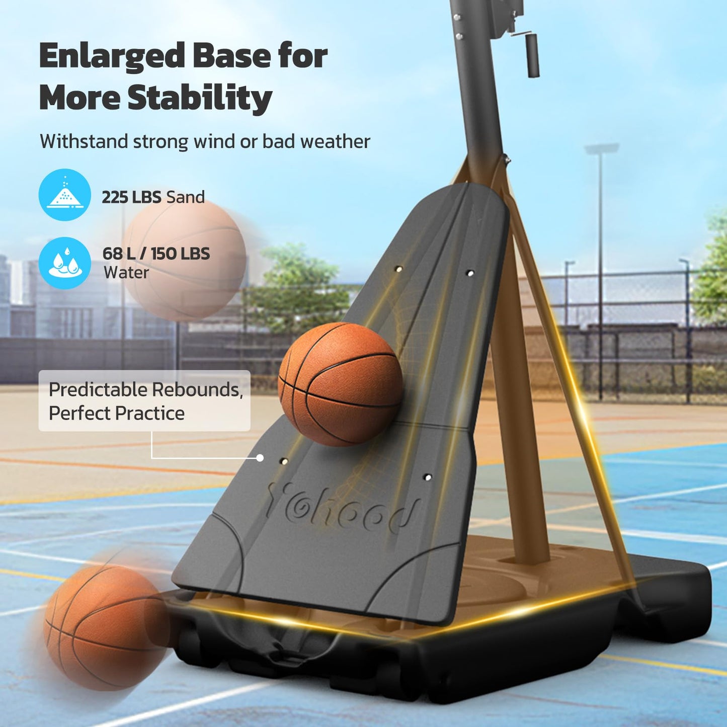 44-Inch Portable Basketball Hoop with Wheels