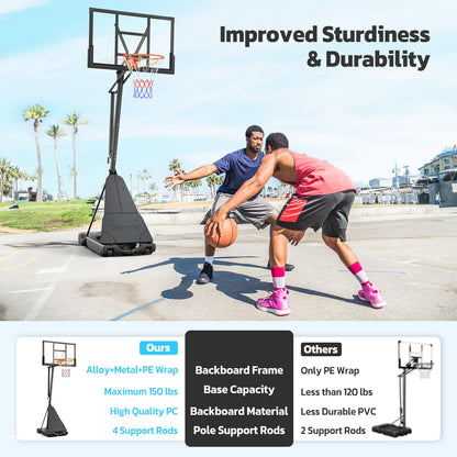 44-Inch Portable Basketball Hoop with Wheels