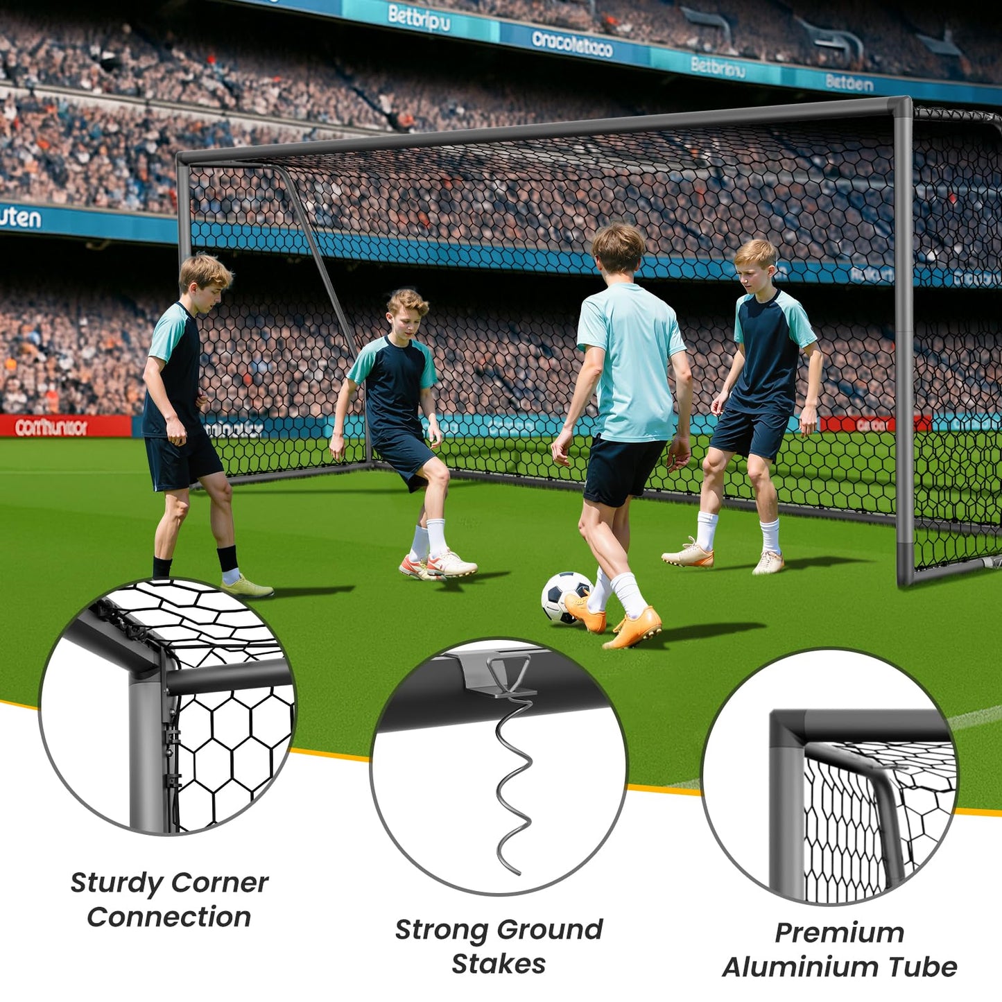 Heavy Duty Steel Soccer Goal for Training Play