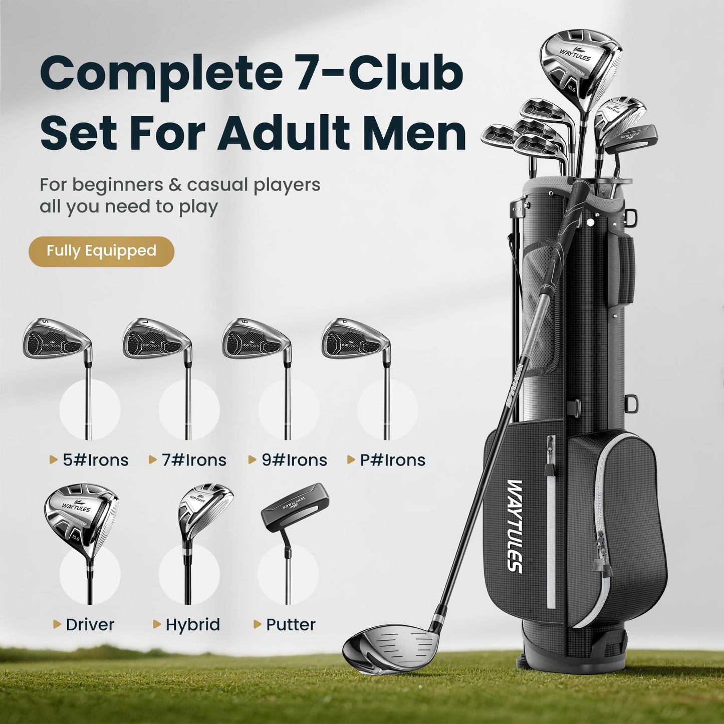 Men's Complete Golf Club Set with Stand Bag
