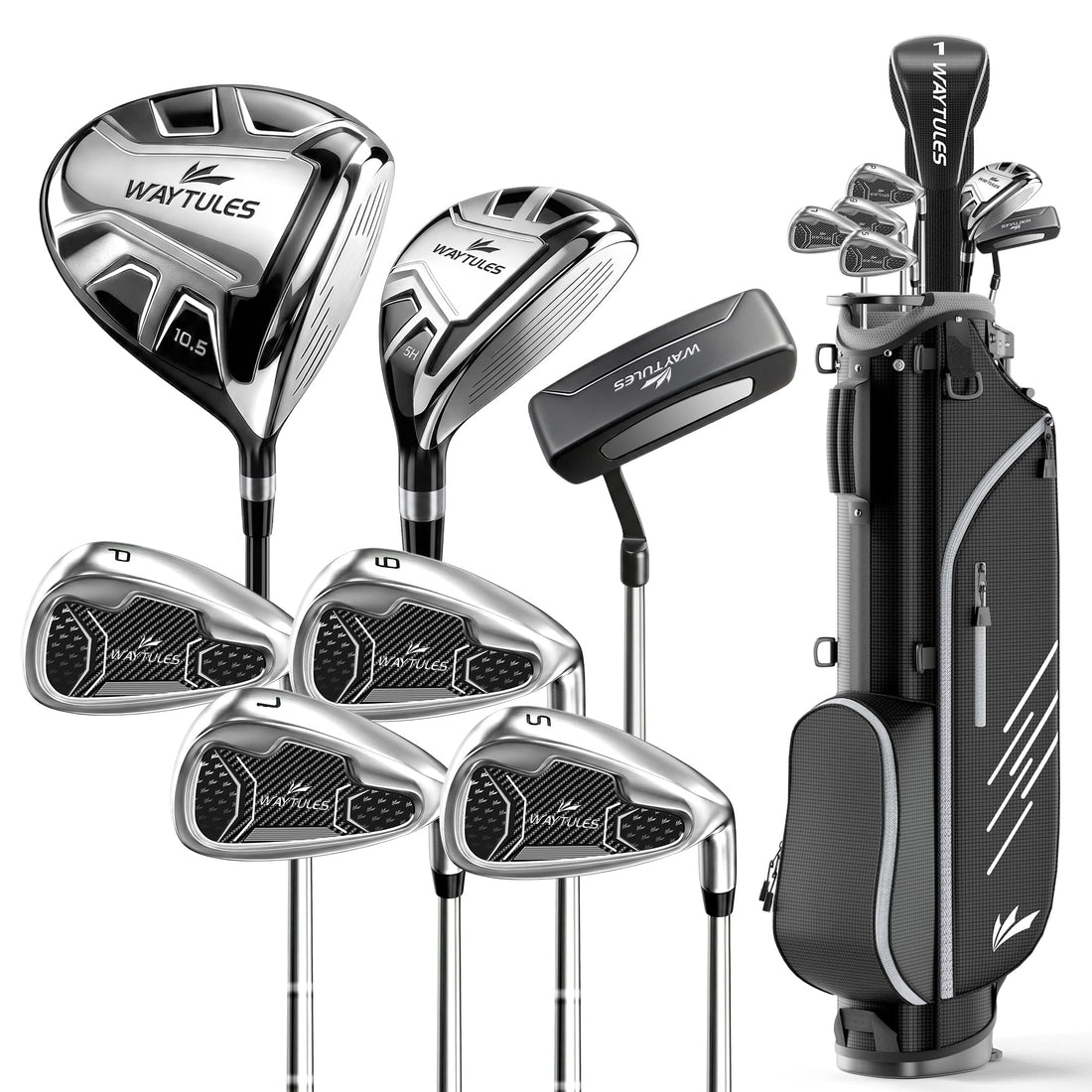 Men's Complete Golf Club Set with Stand Bag
