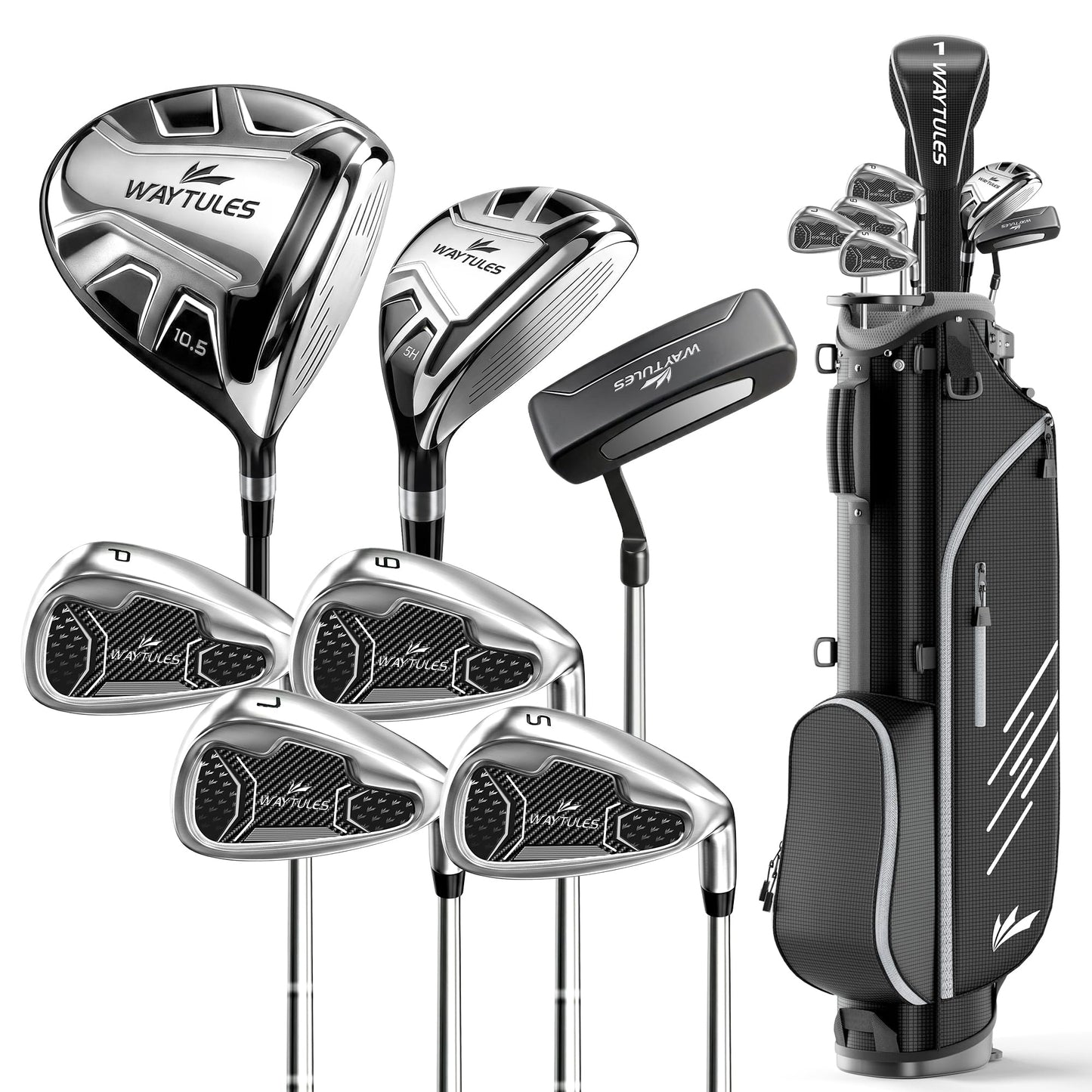 Men's Complete Golf Club Set with Stand Bag