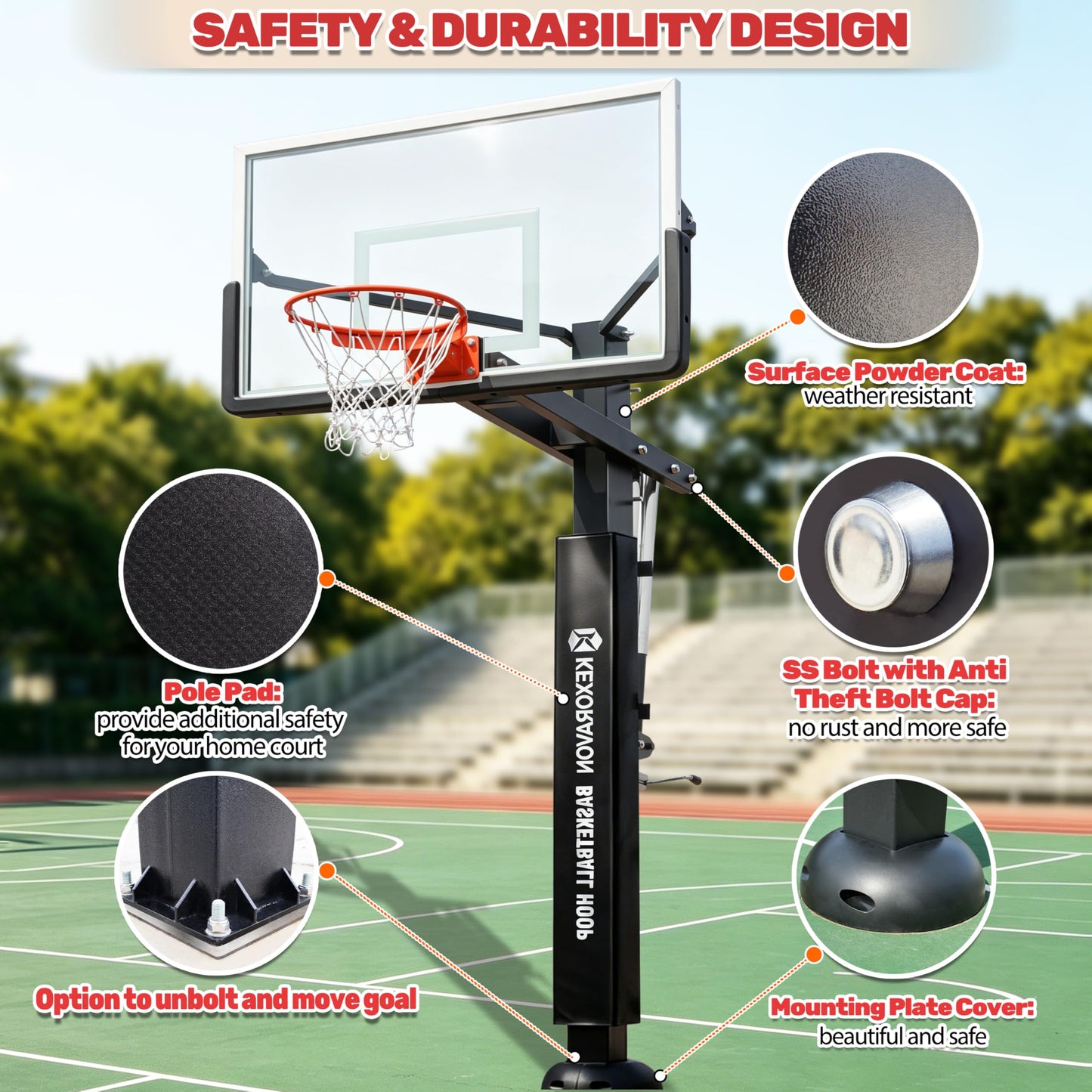 55-Inch In-Ground Basketball Hoop System