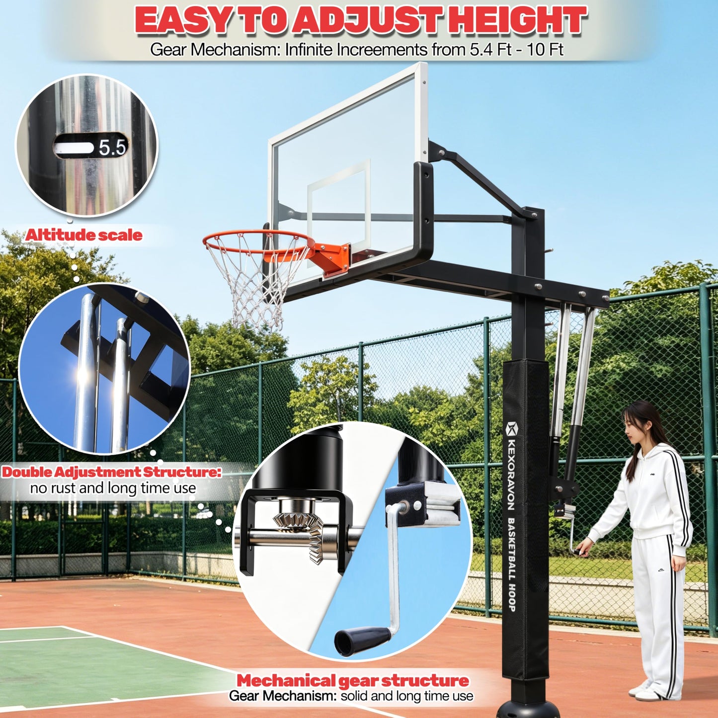 55-Inch In-Ground Basketball Hoop System